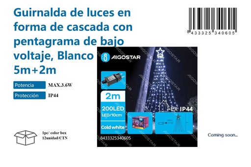 [171034060] Bajo voltaje guirnalda luz blanca 2M - Decoración luminosa