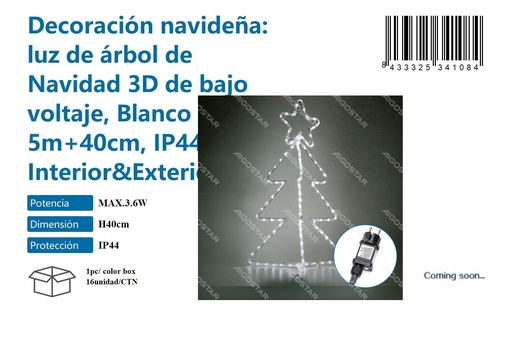 [171034108] Bajo voltaje decoración navideña luminosa luz blanca H40CM - Iluminación navideña