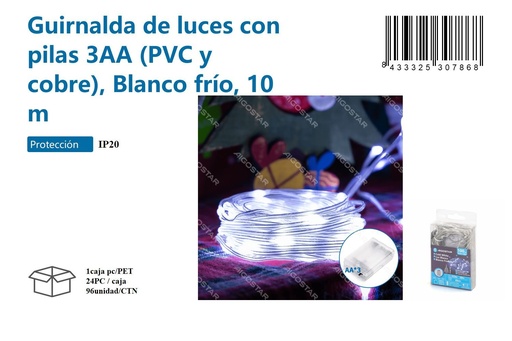 [171030786] Guirnalda de luz blanca 10 m - Decoración navideña