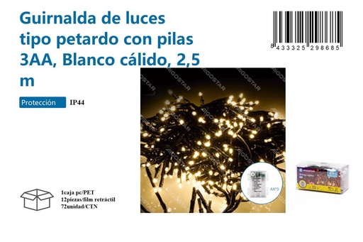 [171029868] Guirnalda de luz cálida de 2.5 m - Decoración navideña