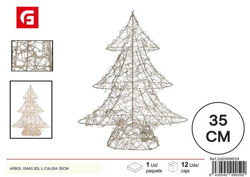 [200999059]  Árbol de Navidad 35cm con 20 LED cálidos - Figuras y luces decorativas