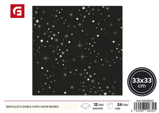 [114222632] Servilleta doble capa 33x33 cm negra - Servilletas de papel y decoración de mesa