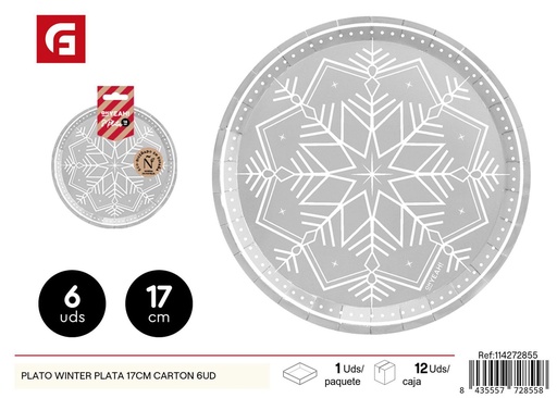 [114272855] Plato de postre navideño 17 cm 6 uds - Decoración de mesa para Navidad