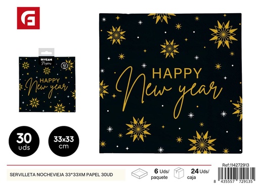 [114272913] Servilleta Nochevieja 33x33 cm papel 30 uds - Decoración de mesa para Navidad