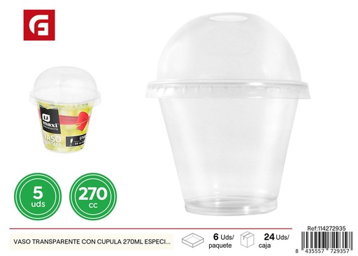 [114272935] Vaso transparente con cúpula 270 ml especial uvas 5 uds - Decoración de mesa para Navidad