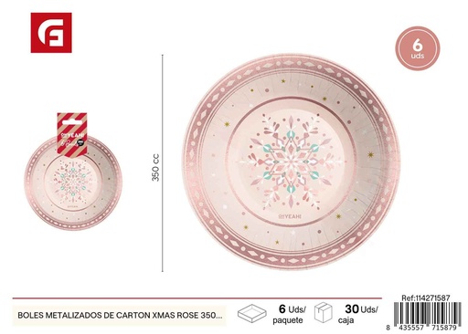 [114271587] Boles metalizados de cartón Xmas Rose 350CC - Utensilios de Navidad