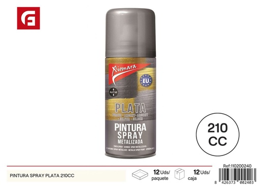 [110200240] Pintura spray plata 210cc - Plantillas navideñas