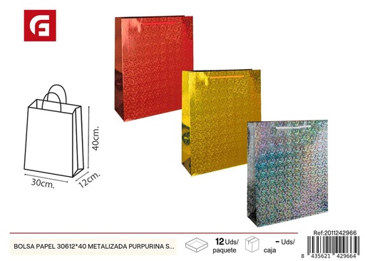 [2011242966] Bolsa papel con capacidad para dos botellas 30+12*40 - Artículos de regalo