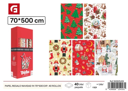 [162825416]  Papel de regalo navideño de 70x500cm - Embalaje de Navidad