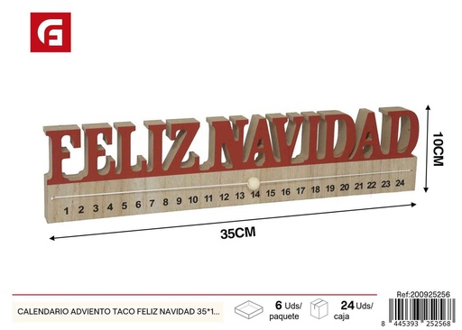 [200925256] Calendario adviento taco Feliz Navidad 35x10cm - Decoración navideña