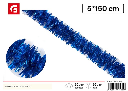 [310615224] Mini boa azul 5x150 cm - Guirnalda decorativa de Navidad