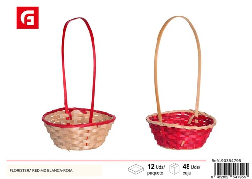 [190354795] Bolsa floristera roja-blanca - Cestas de Navidad