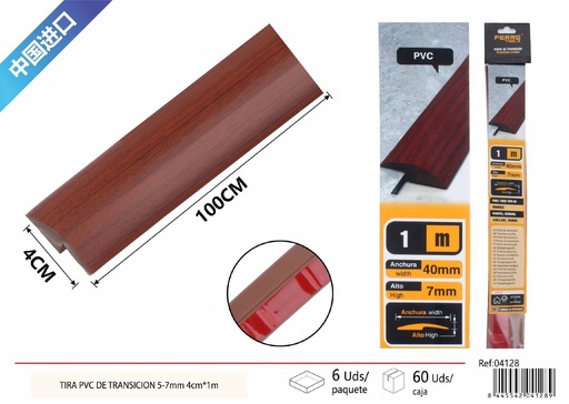 [04128] Tira PVC de transición 5-7mm 4cm*1m madera - Accesorios de decoración