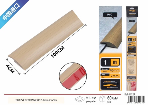 [04127] Tira PVC de transición 5-7mm 4cm*1m arce - Accesorios de decoración