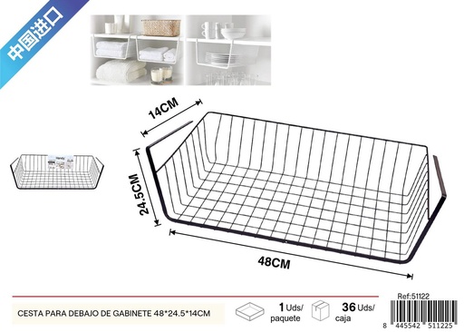 [51122] Cesta para debajo de gabinete negra 48*24.5*14cm - Almacenamiento