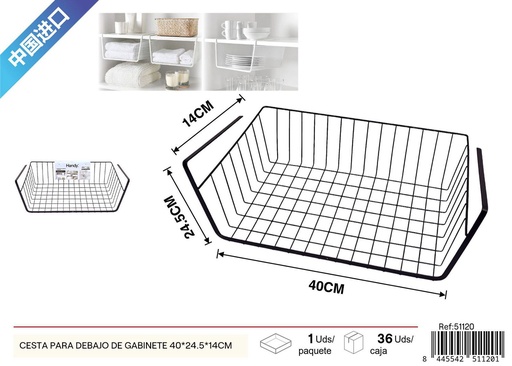 [51120] Cesta para debajo de gabinete 40x24.5x14 cm negra - Almacenamiento