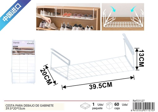 [51127] Cesta para debajo de gabinete blanca 39.5*20*13cm - Almacenamiento