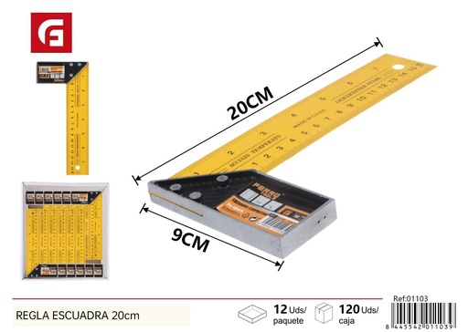 [01103] Regla escuadra 20 cm - Herramientas de ferretería
