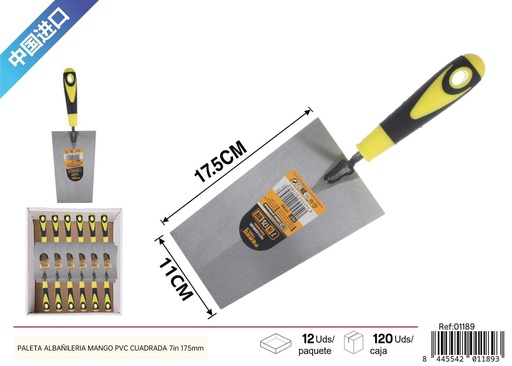 [01189] Paleta de albañilería mango PVC cuadrada 7in - Herramientas de albañilería