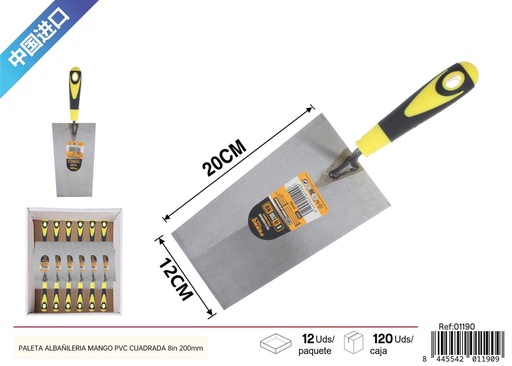 [01190] Paleta de albañilería mango PVC cuadrada 8in - Herramientas de albañilería