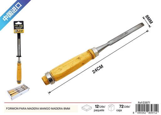 [03971] Formón para madera con mango de madera 8 mm - Herramientas de ferretería