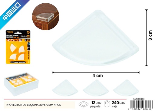 [03931] Protector de esquina para ventanas 30 x 5 x 3 mm 4 PCS - Accesorios para muebles
