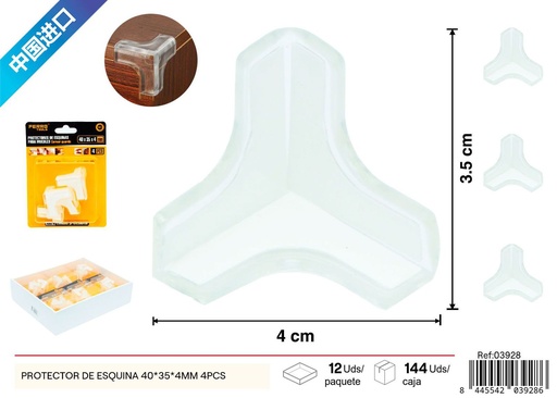 [03928] Protector de esquina T de 3 lados 40*35*4mm 4 piezas - Accesorios de ferretería