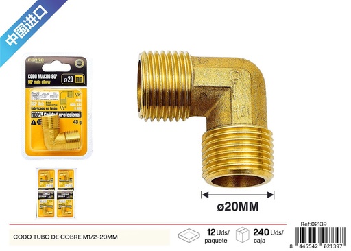 [02139] Codo tubo de cobre M1/2-20mm - Accesorios de plomería