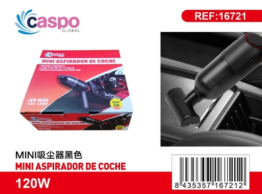 [171316721]  Aspirador de coche mini inalámbrico 120w negro - Limpieza para automóviles