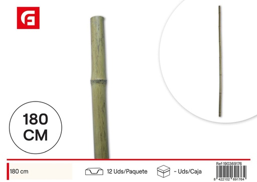 [190369176] Tutor bambú 180cm natural - Soporte para plantas y jardín