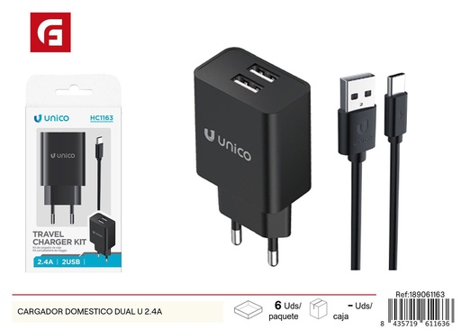 [189061163]  Cargador doméstico dual U 2.4A - Cargadores y adaptadores para móviles