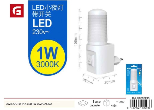 [170392293] Luz nocturna LED 1W cálida - Iluminación 