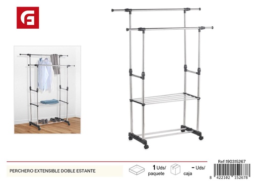 [190315267] Perchero extensible doble estante - Muebles y organización