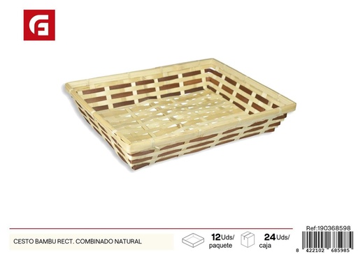 [190368598] Cesto rectangular combinado de bambú natural - Cestas decorativas para el hogar