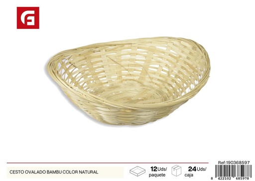 [190368597] Cesta ovalada de bambú color natural - Decoración para el hogar y cestas