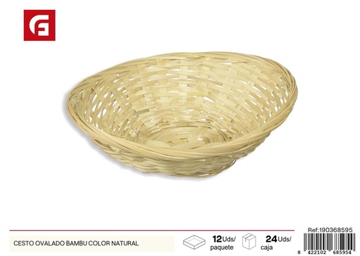 [190368595] Cesto ovalado bambú color natural - Decoración del hogar