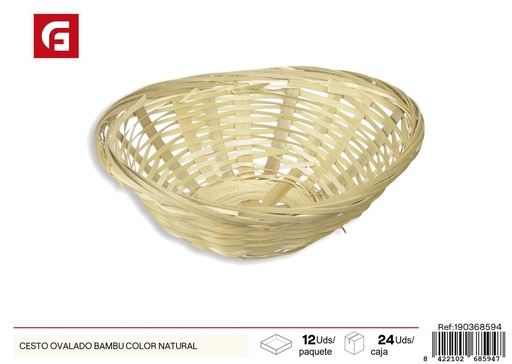 [190368594]  Cesto ovalado de bambú color natural - Decoración del hogar