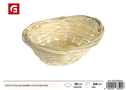 [190368591] Cesto ovalado bambú color natural - Almacenamiento decorativo