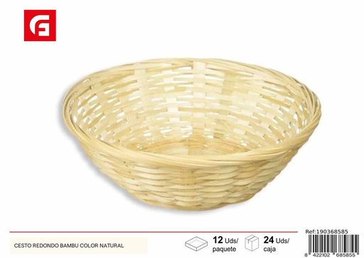 [190368585] Cesto redondo de bambú color natural - Decoración para el hogar