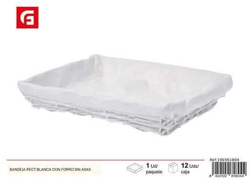 [190361804] Bandeja rectangular blanca con forro sin asas - Cestas decorativas y funcionales