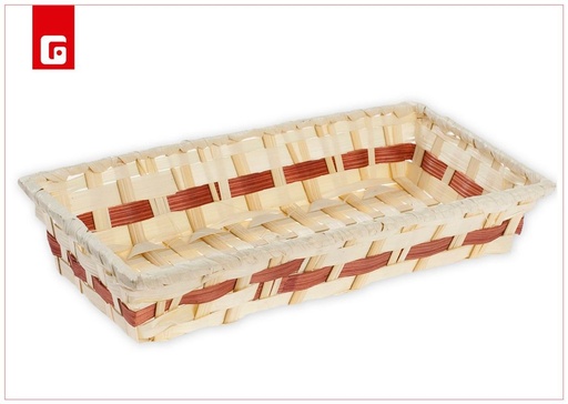 [190355210] Panera de bambú rectangular con cenefa - Cestas decorativas