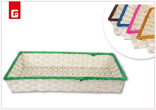 [190355225] Bandeja de bambú rectangular ribeteada - Decoraciones para el hogar