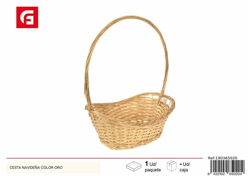 [190365020] Cesta navideña color oro - Decoración navideña