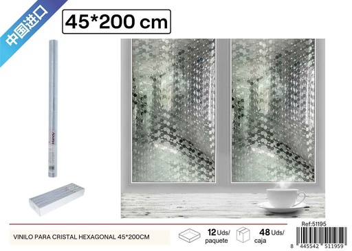 [51195] Vinilo para Cristal Hexagonal 45x200 cm - Decoración moderna