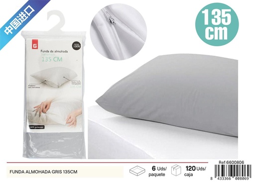 [6600806] Funda almohada gris 135cm - Textil de hogar y ropa de cama