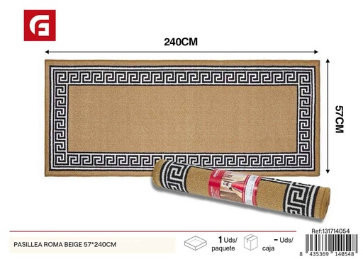 [131714054]  Pasillea Roma beige 57x240cm - Alfombra decorativa de pasillo