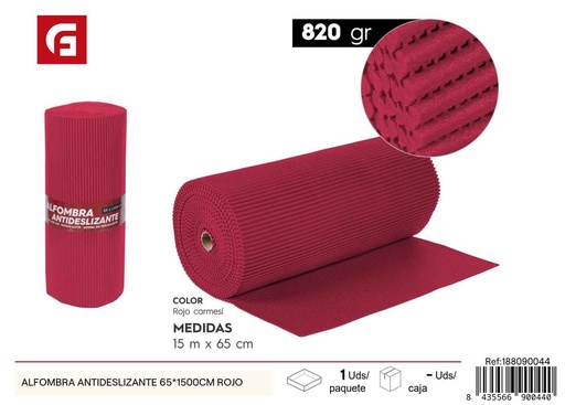 [188090044] Alfombra antideslizante roja 65x1500 cm - Textiles de hogar y seguridad