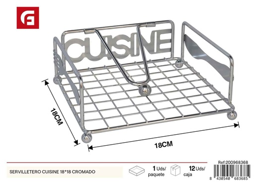 [200968368] Servilletero Cuisine 18x18 cromado - Organización de mesas y cocina