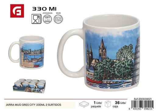 [200939021] Taza de cerámica 330ml 2pcs - Cristalería