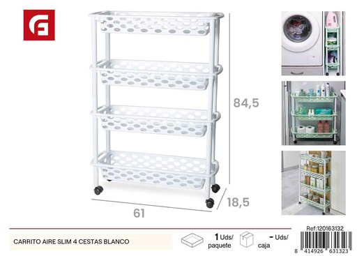 [120163132] Carrizo aire slim 4 cestas blanco - Plastico para organización